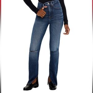 Good American Good Boy High Waist Slit Slim Fit Straight Jeans 8/29